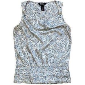 White House | Black Market Whbm Embellished Sleeveless Floral Blouse Small